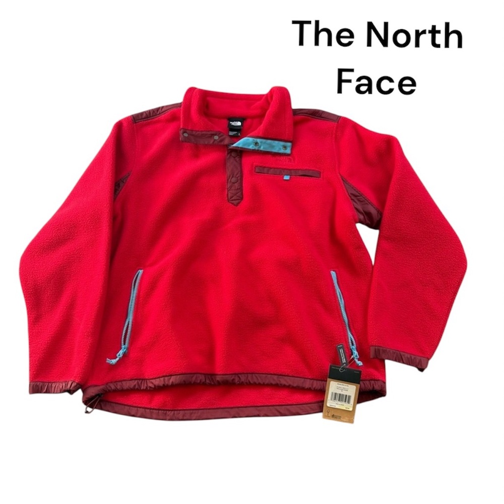 NWT THE NORTH FACE ROYAL ARCH 1/4 SNAP FLEECE MEN'S PULLOVER Red/Blue Sz XL